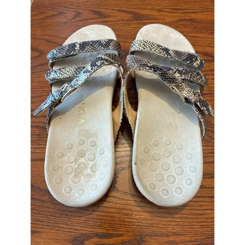 Vionic Women's Kira Slides Sandals Strappy Snake Print Size 10